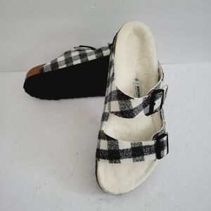 New Birkenstock Men's Arizona Rivet Shearling Sandal Plaid Wool ,Size 11 - 11,5